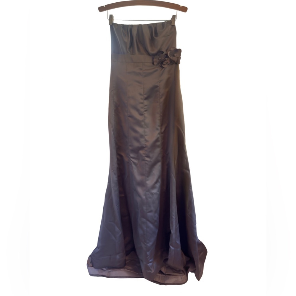 Vintage Vera Wang Gray Strapless Cocktail Bridesmaid Gown | Replaceable Ribbon